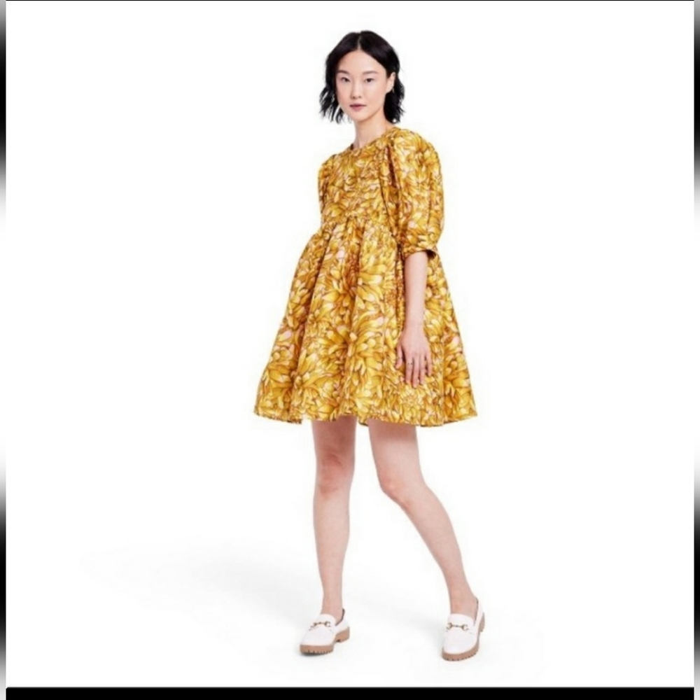 Women's Mum Floral Puff Sleeves Min Dress - Kika Vargas x Target Gold